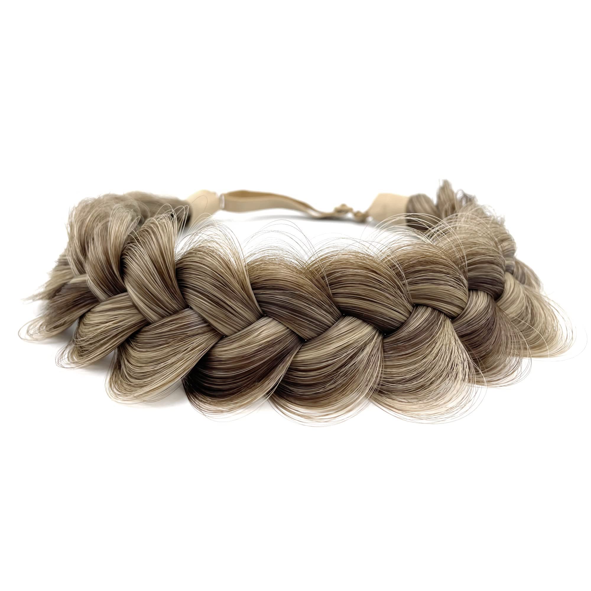 STHEJFB Braid Headband 2 Strands Messy Classic Chunky Plaited Wide Braids Elastic Stretch Quality Synthetic Braided Headband Women Girl Bohemian Hair