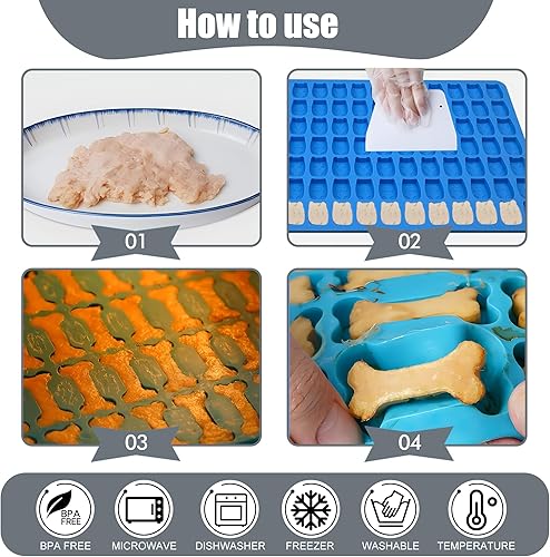 Miniatura 4 de SWSHENR Moldes de silicona para caramelos, 91 formas de gato de dibujos animados y hueso de perro y huella de pata, moldes de chocolate, moldes de