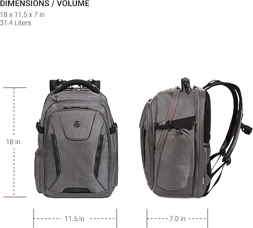 Miniatura 8 de SwissGear Mochila para laptop Scansmart 5358 USB, gris Ballistic, L, 5358 USB Scansmart - Mochila para portátil