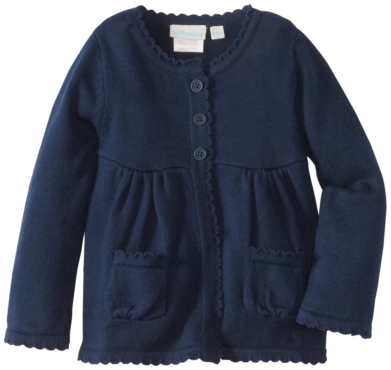 Jojo Maman Bebe Baby Girls' Cardigan Sweater with Scalloped Edge