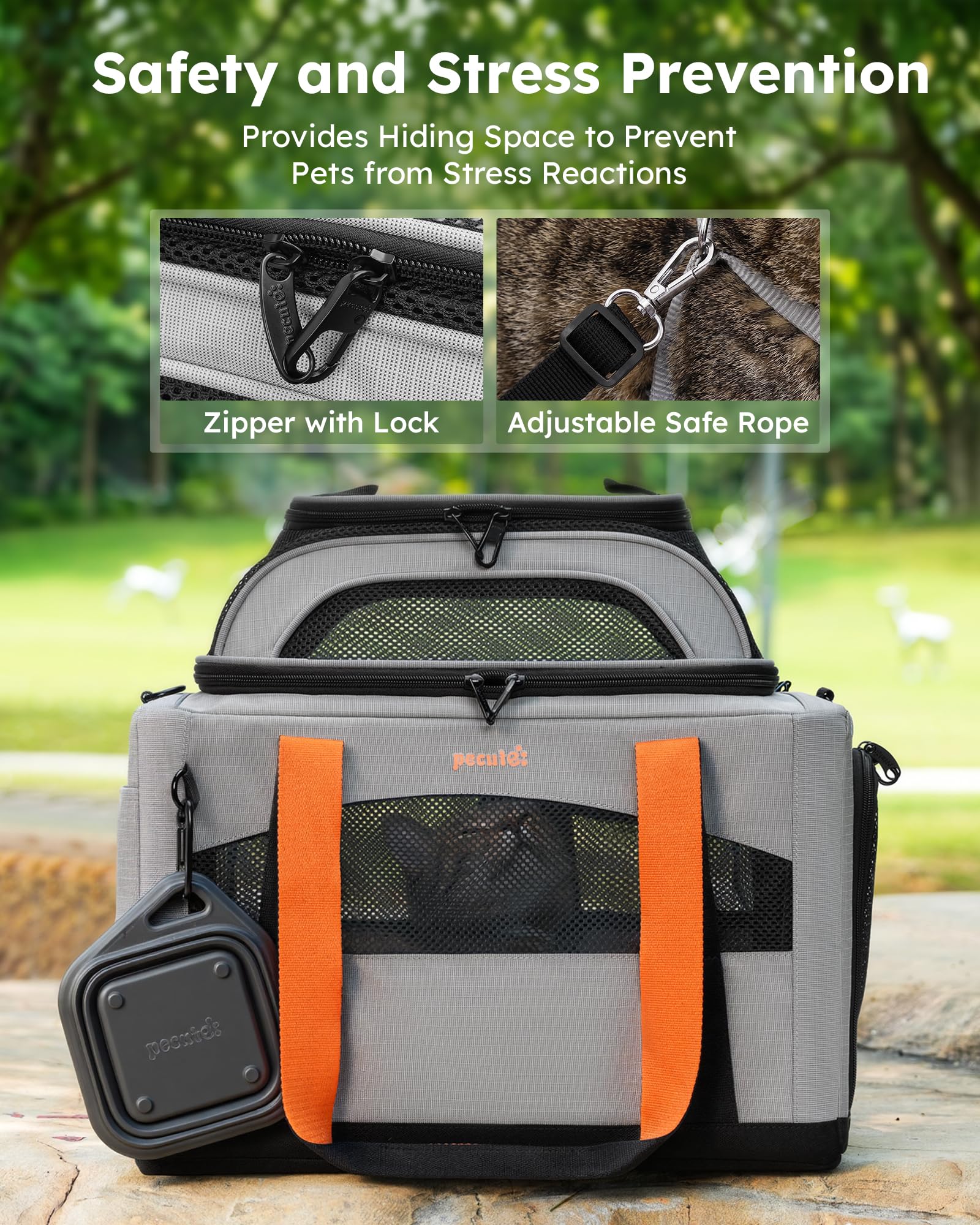 Pecute Transportín para Gatos Expandible, Extensión Superior, Estable y Transpirable