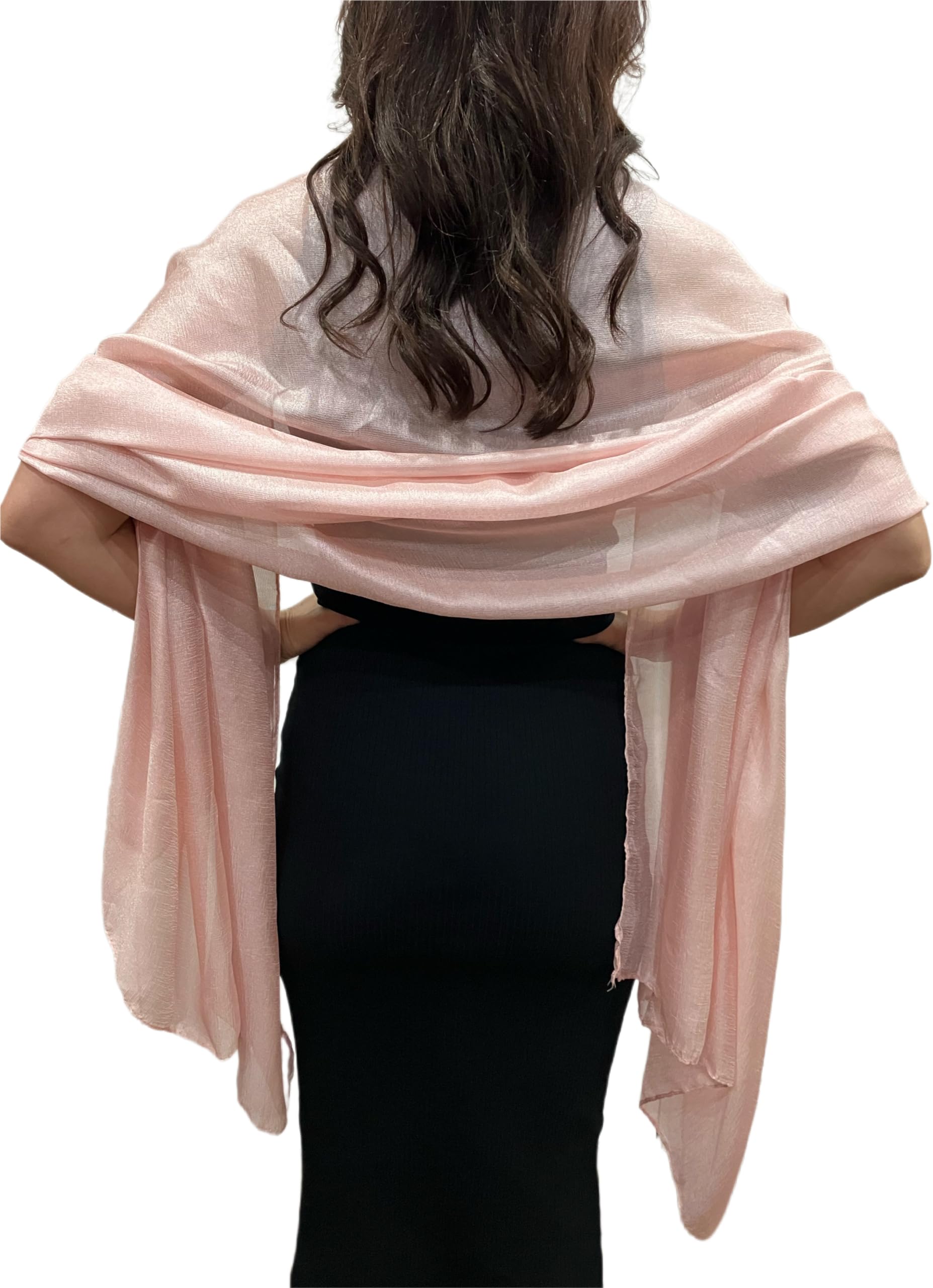 Central Chic Large Silky Shimmery Pashmina Shawl Stole Wrap Scarf Weddings Party Scarf For Weddings Bridesmaids Parties (Light Pink)