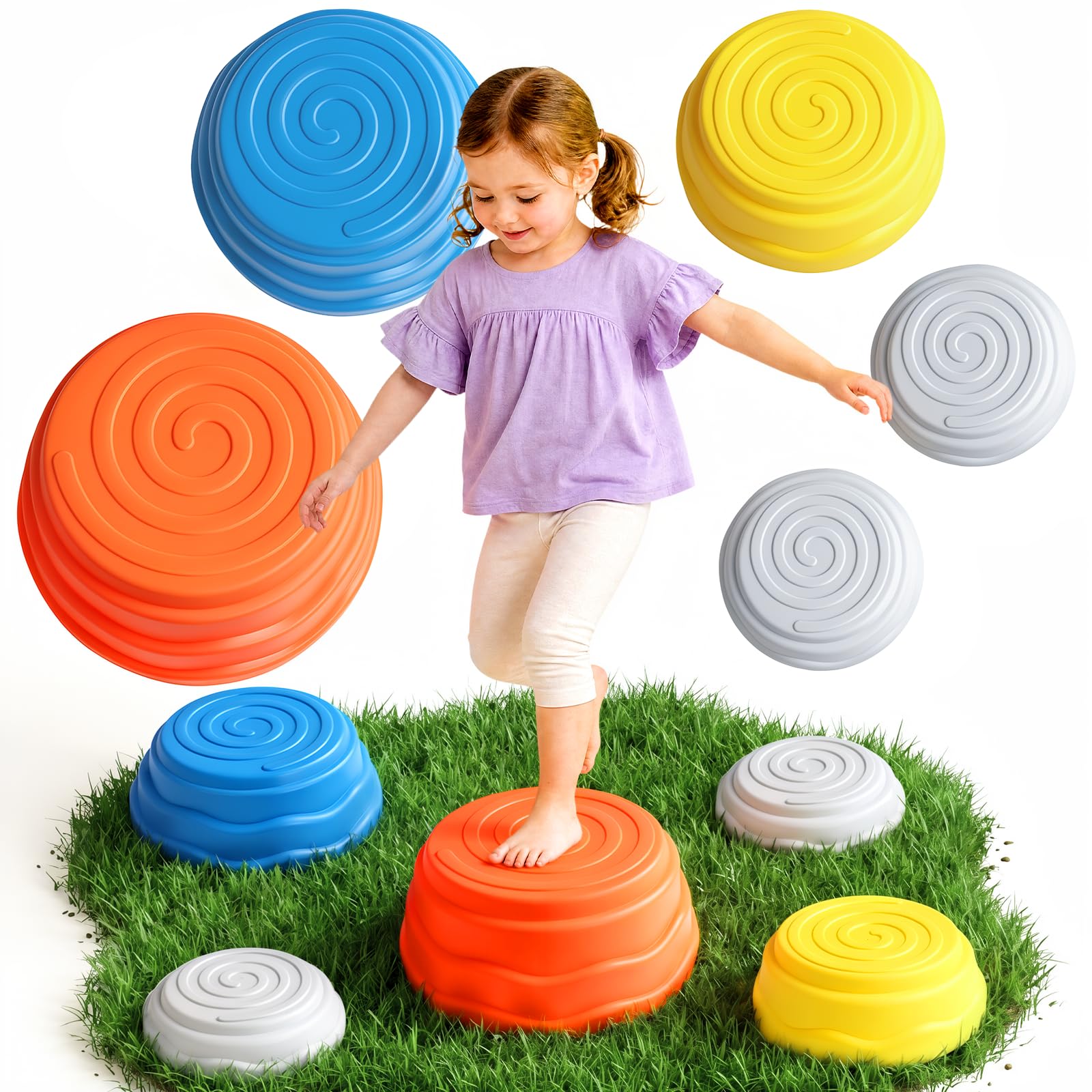 Rtomy Stapelstein, Pietre Equilibrio Bambini, Stepping Stones Giochi da Esterno e Interno, Antiscivolo e Silenzioso, Favorise Equilibrio e Coordinazione, Regalo Bambini 3 4 5 6 Anni