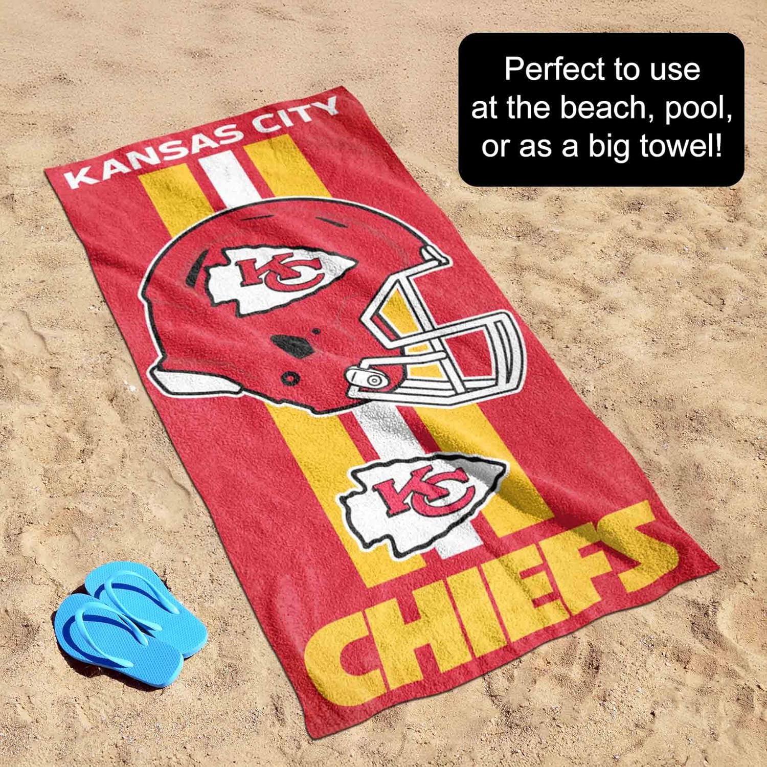 WinCraft Kansas City Chiefs Helmet 30x60 Inch Large Beach Towel