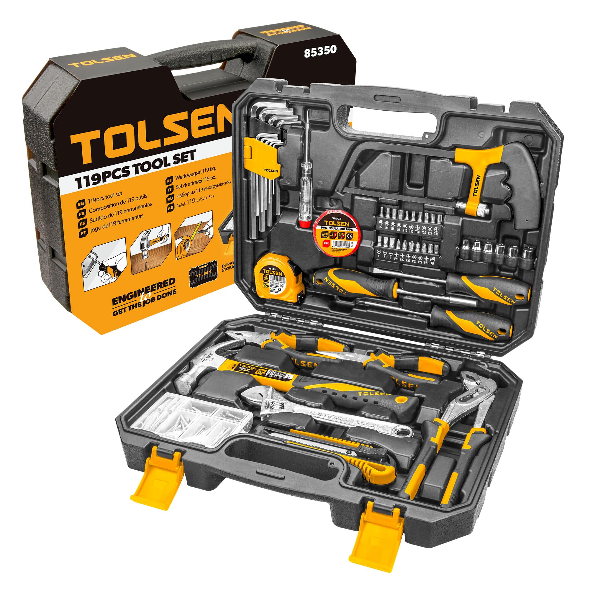 TOLSEN 119 Pieces Tool Set for Home Maintenance and Daily Use