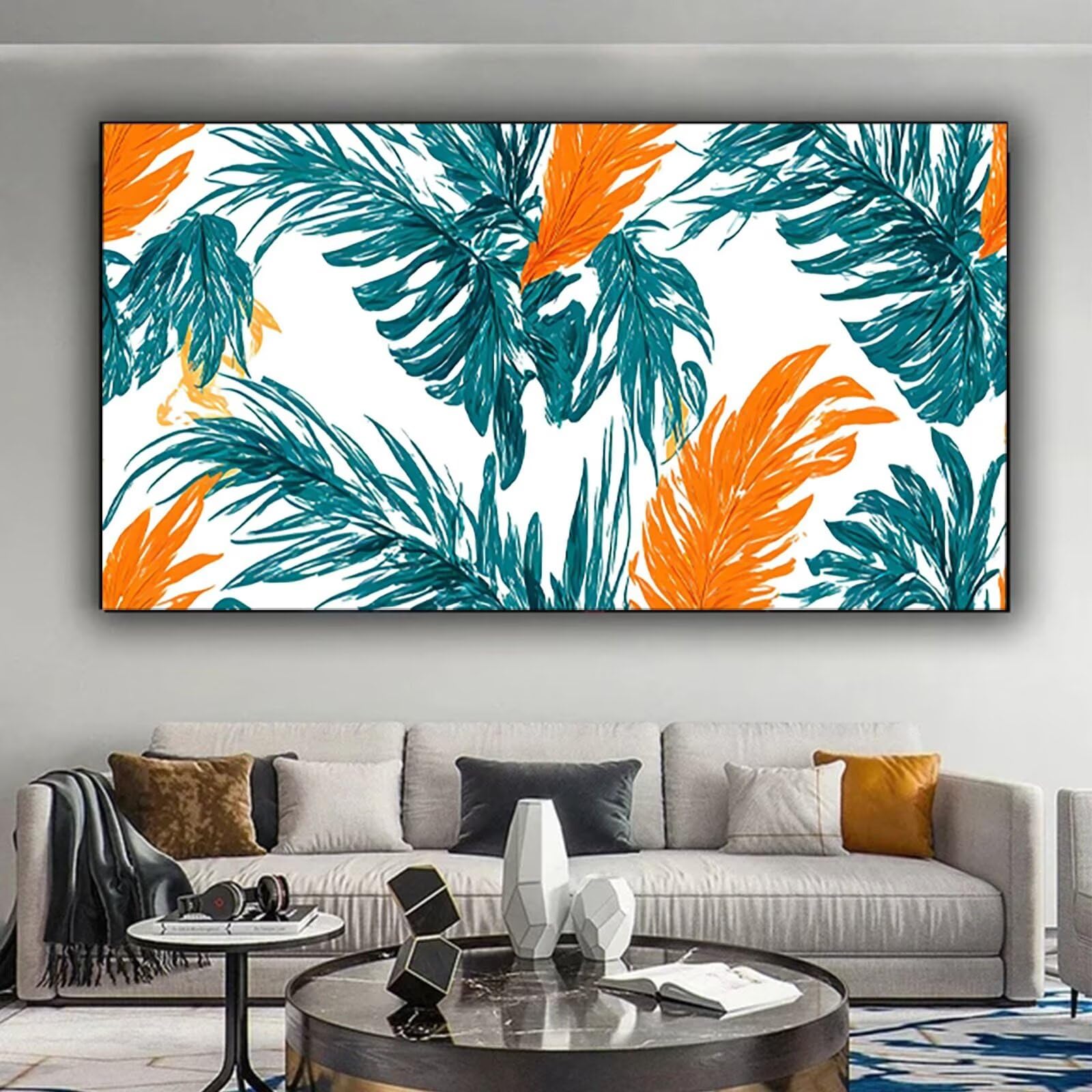 Malen Nach Zahlen Erwachsene Laub, Malen Nach Zahlen ab 5 6 7 Jahre Mädchen, Malen Nach Zahlen für Kinder Ohne Rahmen mit 3 Pinsel und Acrylfarben, für Geschenke und Home Deko (60x120cm)Pflanze 0-7