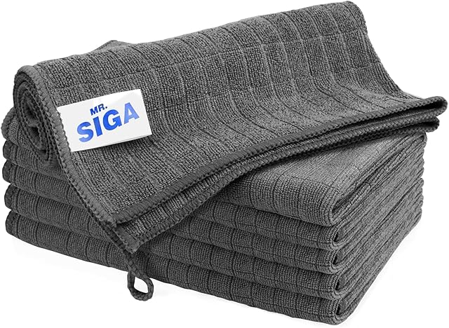 MR.SIGA Microfiber Cleaning Cloth, All-Purpose Cleaning Towels, Pack of 6, Size 13.8 x 15.7 in