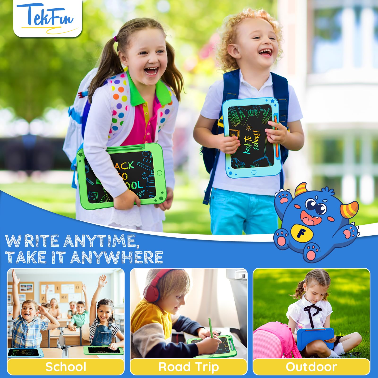 TEKFUN Tavoletta Grafica Bambini 8,5 Pollici LCD Lavagna per Bambini, Lavagna Cancellabile Bambini, Giocattolo per 3 4 5 6 7 anni Bambini Regali di Compleanno per Ragazzi e Ragazze (Verde)