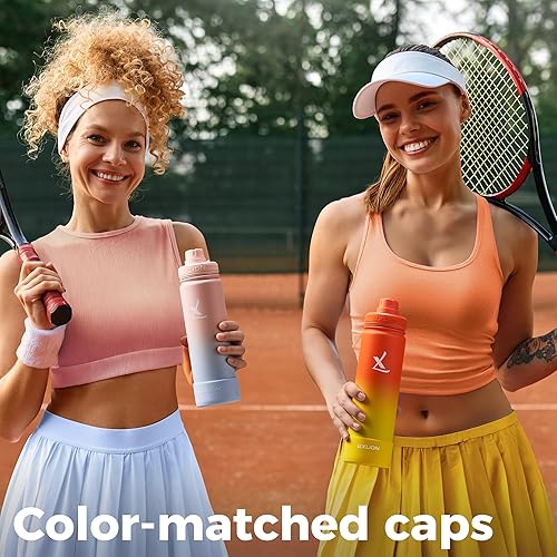 Miniatura 5 de Lexlion Botella de agua con infusor de té de 22 onzas  Acero inoxidable aislado de triple pared, colador de hojas y frutas sueltas, 3 tapas a prueba