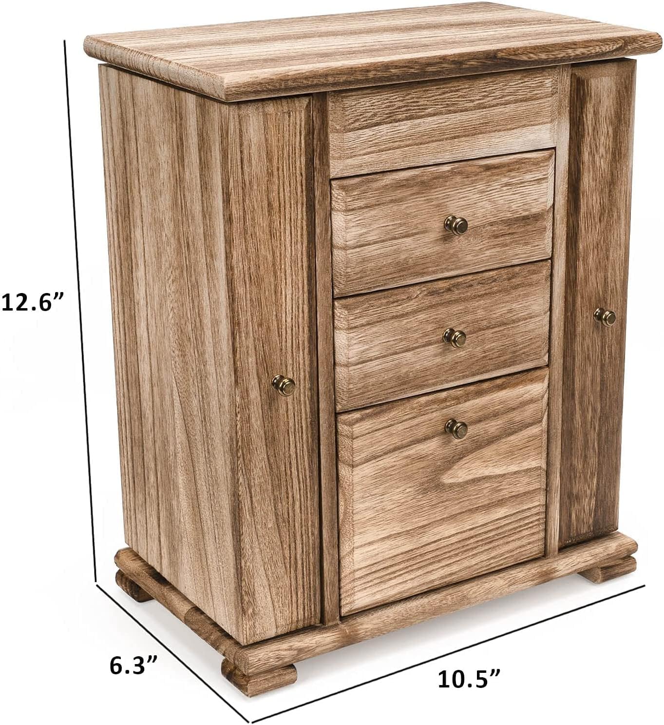 Schmuckkästchen für Damen, groß, rustikal, Schmuckkästchen, Holz, mit Spiegel, Aufbewahrungsbox für Schmuck, 4 Schichten, für Halsketten, Ohrringe, Ringe, Armbänder