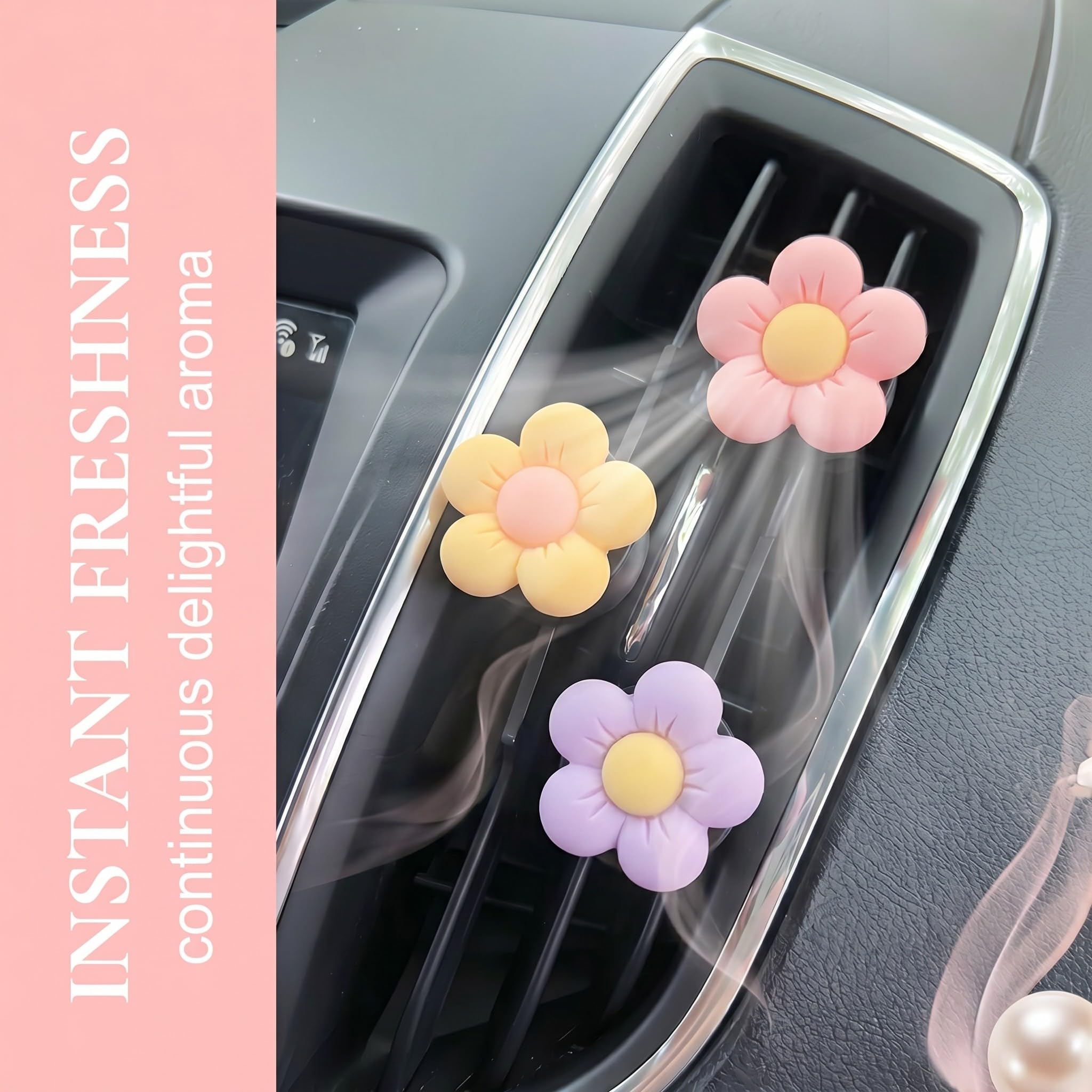 Diffusore Profumo Auto Clip Ventilazione 3 Pezzi Rosa Giallo Viola