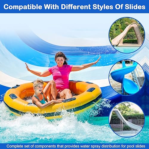 Miniatura 6 de Kit de tubería de agua de tobogán de piscina, kit de manguera de pulverización/piezas para tobogán de piscina enterrado, rociador de agua de tobog