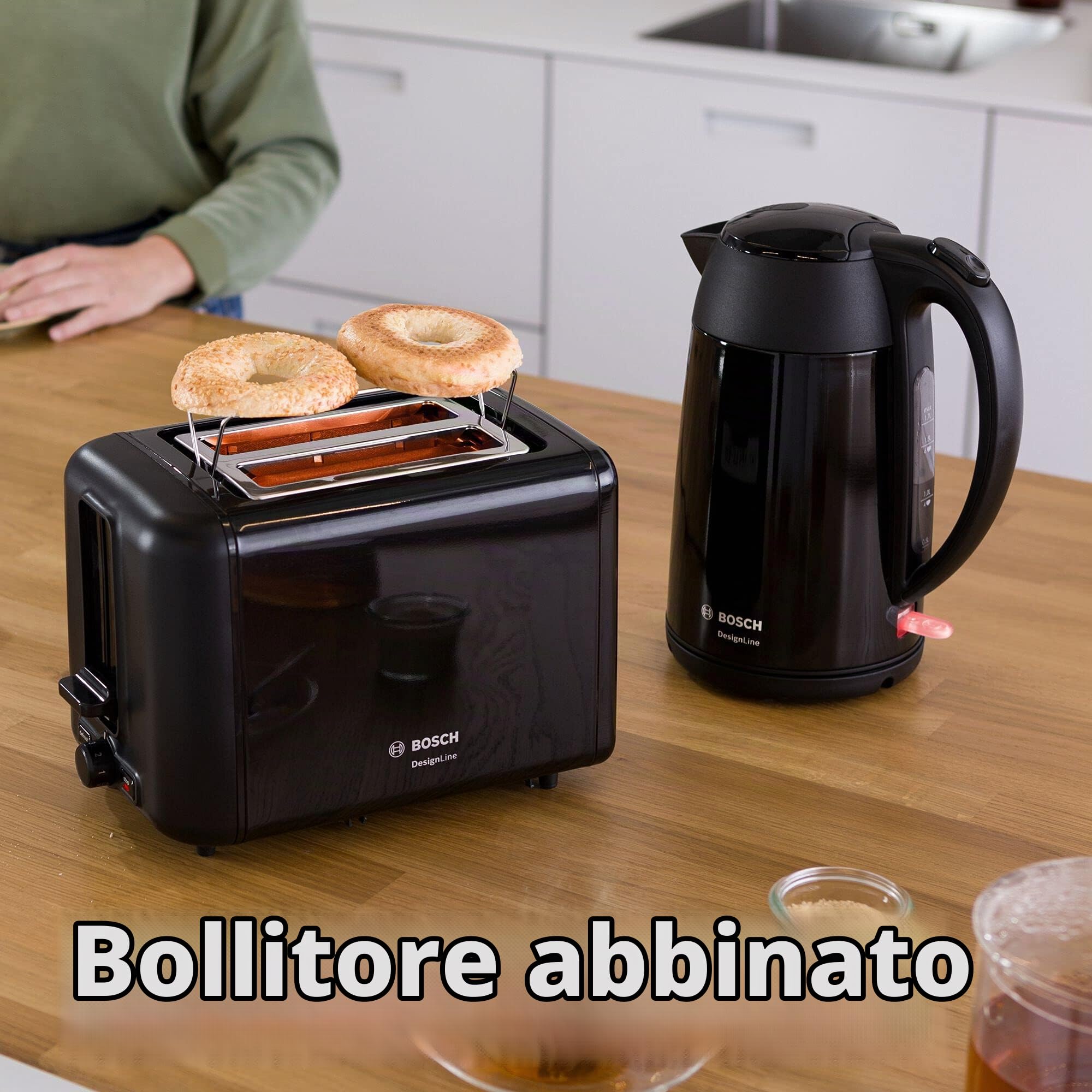 Bosch TAT3P423GB tostapane 5 2 fetta/e 970 W Nero (DESIGNLINE 2-SLICE TOASTER - BLACK)