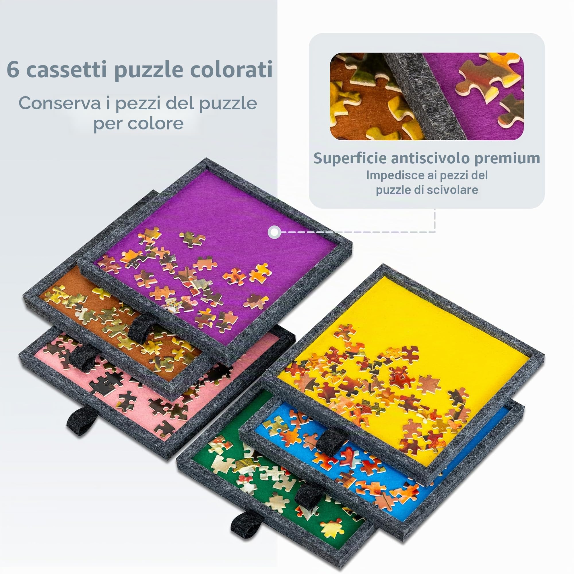 Becko US Tavola puzzle pieghevole e inclinabile da 2000 pezzi, con 6 cassetti e copertura, tavolo puzzle leggero e portatile con supporto integrato per la regolazione dell'angolo, per puzzle da 2000,