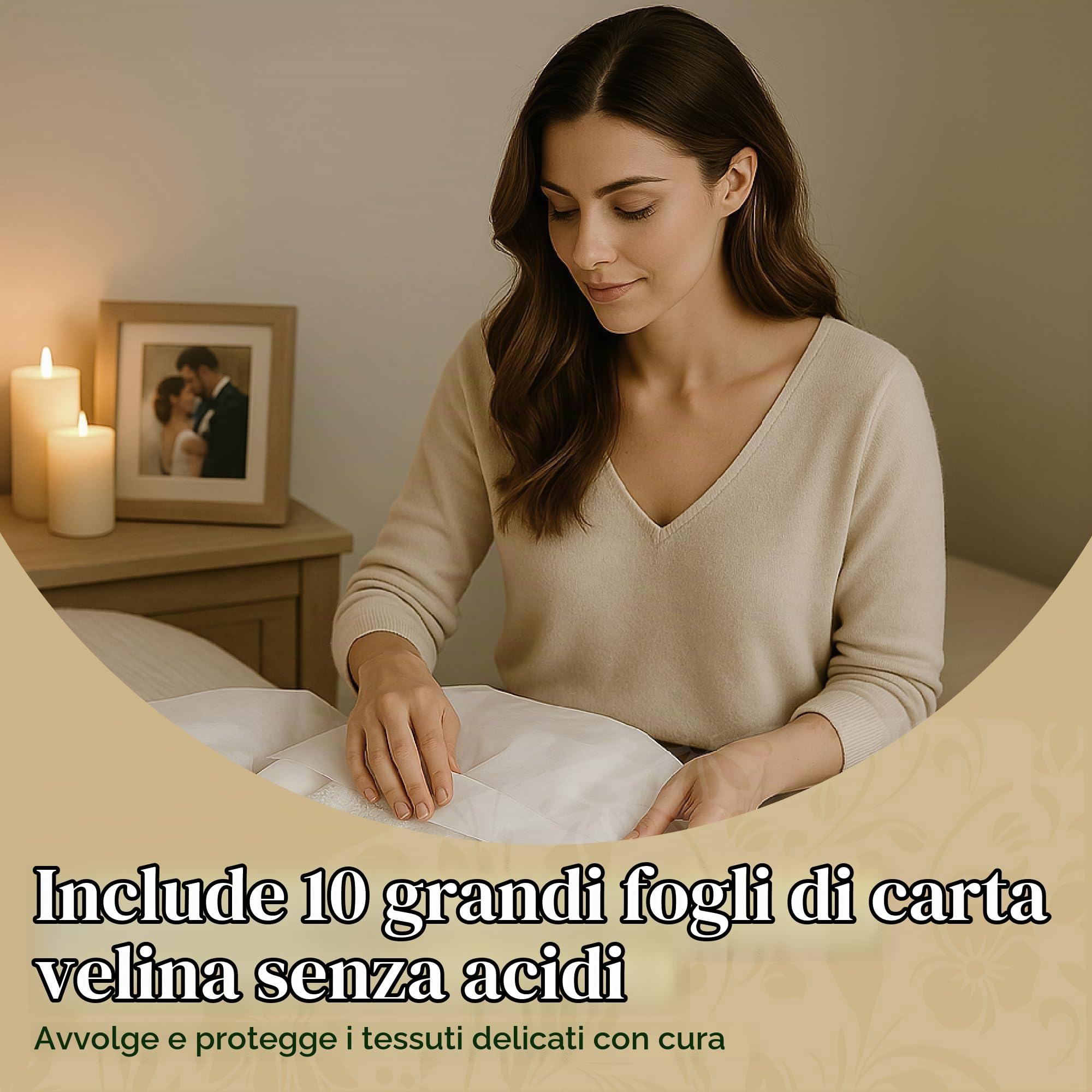 HANGERWORLD Scatola per Vestiti 50x80x20cm in Tessuto Traspirante Bianco con Coperchio per Abito Sposa