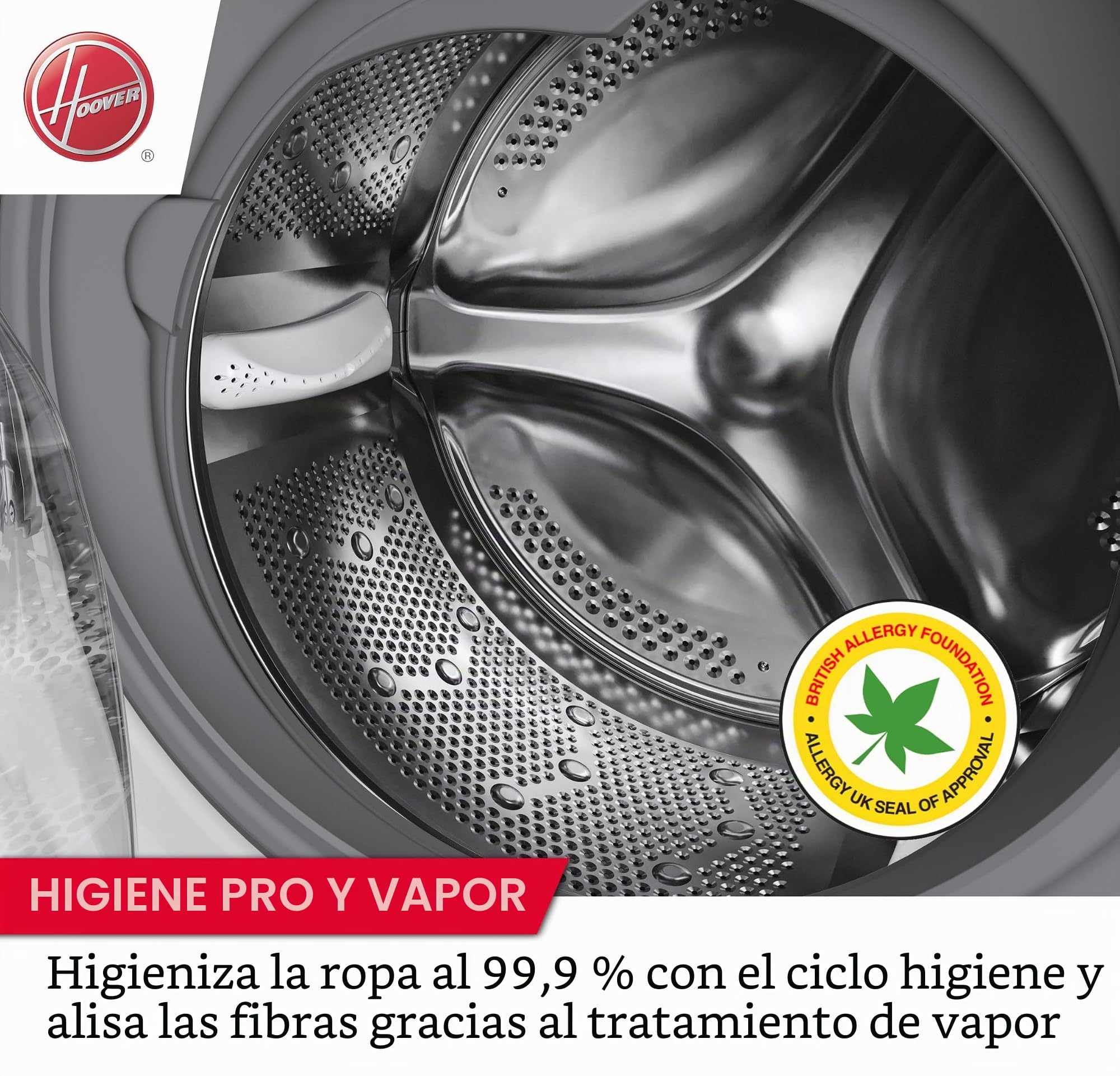 Hoo ver, Lavadora Slim H-WASH 350, H3WP4474TAM6/1-S, Máquina de carga frontal, 7 kg, Clase A-10%, 1200 revoluciones, 77 dB, Vapor, 16 programas, Inicio retrasado, Blanco, AxLxP 85x60x45 cm