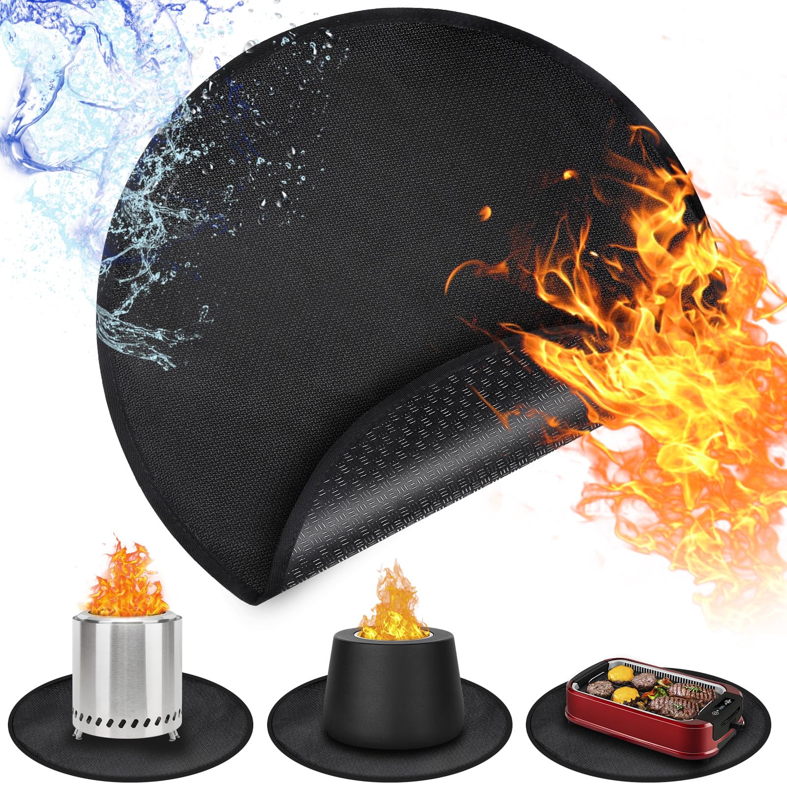 20" Tabletop Fire Pit Mat for Solo Stove,4-Layer Fireproof Mat for Under Grill Outdoor Tabletop,Heat Resistant Mat BBQ Grill Mat for Countertop/Deck/Patio Protection,Waterproof/Oil-Proof/Anti-Slip