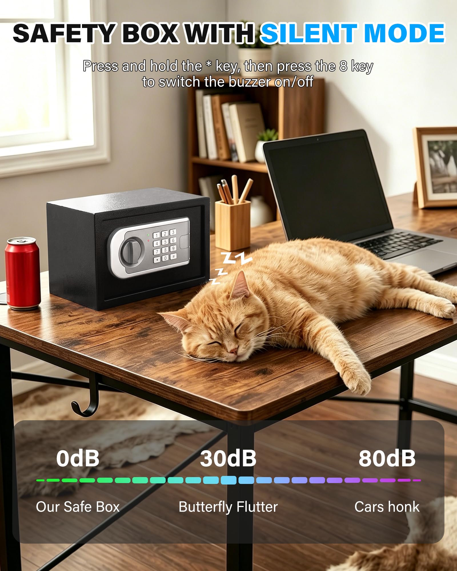 Caja fuerte pequeña de 0.45 pies cúbicos para el hogar con bolsa impermeable ignífuga, cajas fuertes personales para el hogar con llave de repuesto de teclado electrónico, caja de seguridad digital