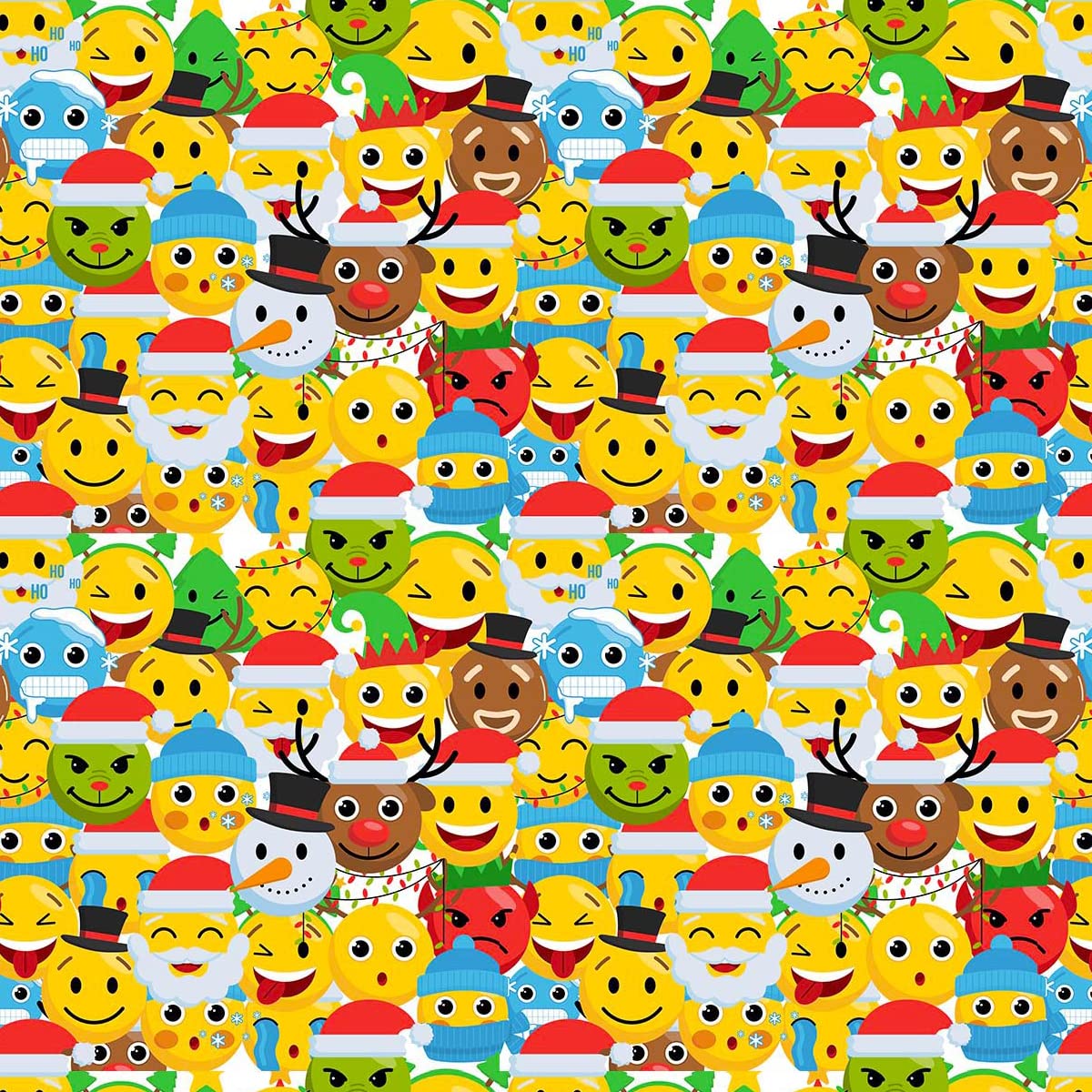 100% Cotton Christmas Fabric Material Sold By the Metre 140cm Wide - Emoji Christmas - CC489 - Fat Quarter