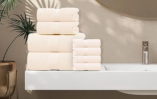 Miniatura 5 de Oakias Juego de toallas de sal marina de 8 piezas, 21.16 ozm, 2 toallas de baño, 2 toallas de mano y 4 toallas faciales, juego de toallas de baño