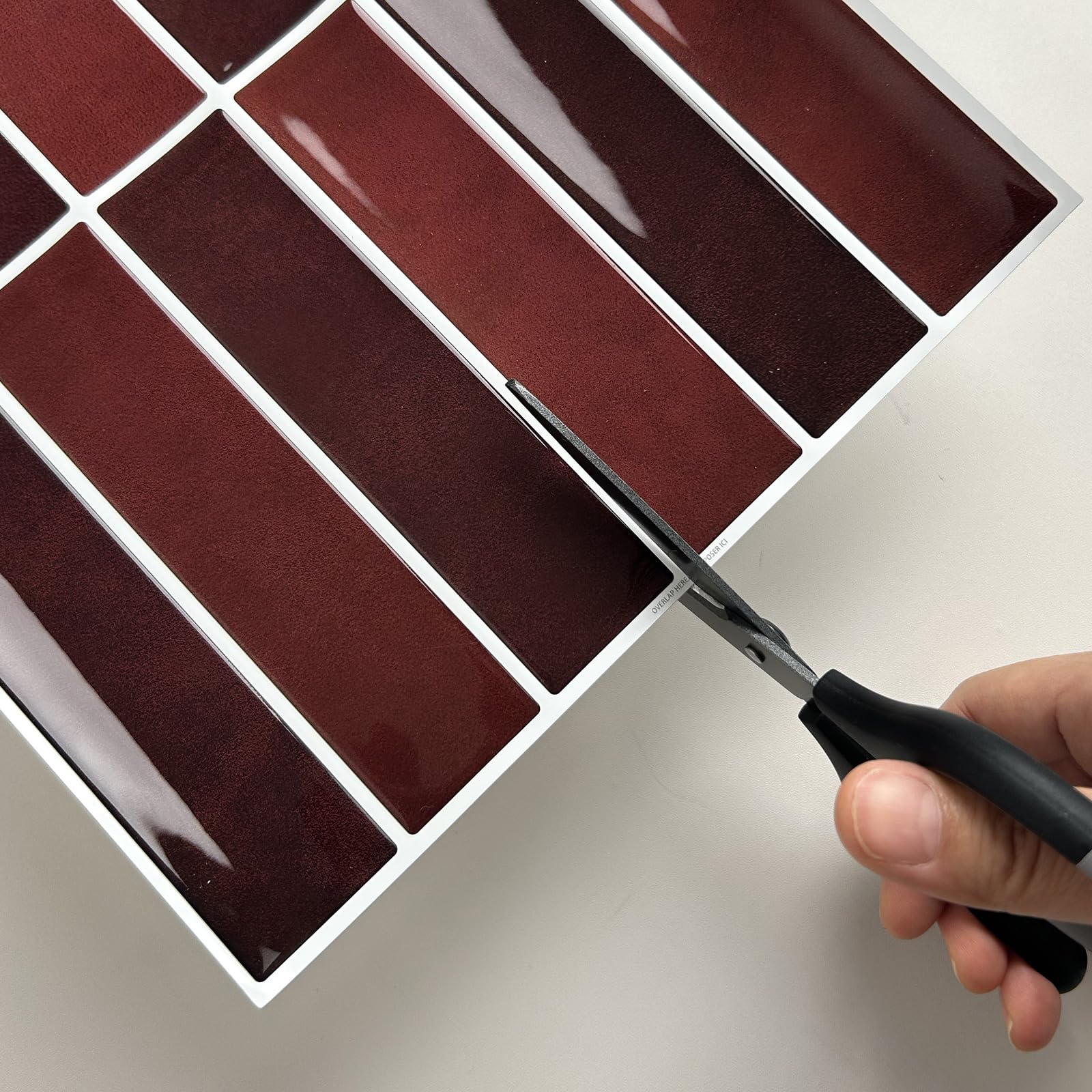 Alwayspon Plakken op tegels, afpellen en opplakken, zelfklevende waterdichte vinyl wandtegels sticker spatwand voor keuken badkamer muur, 10 vel, rood