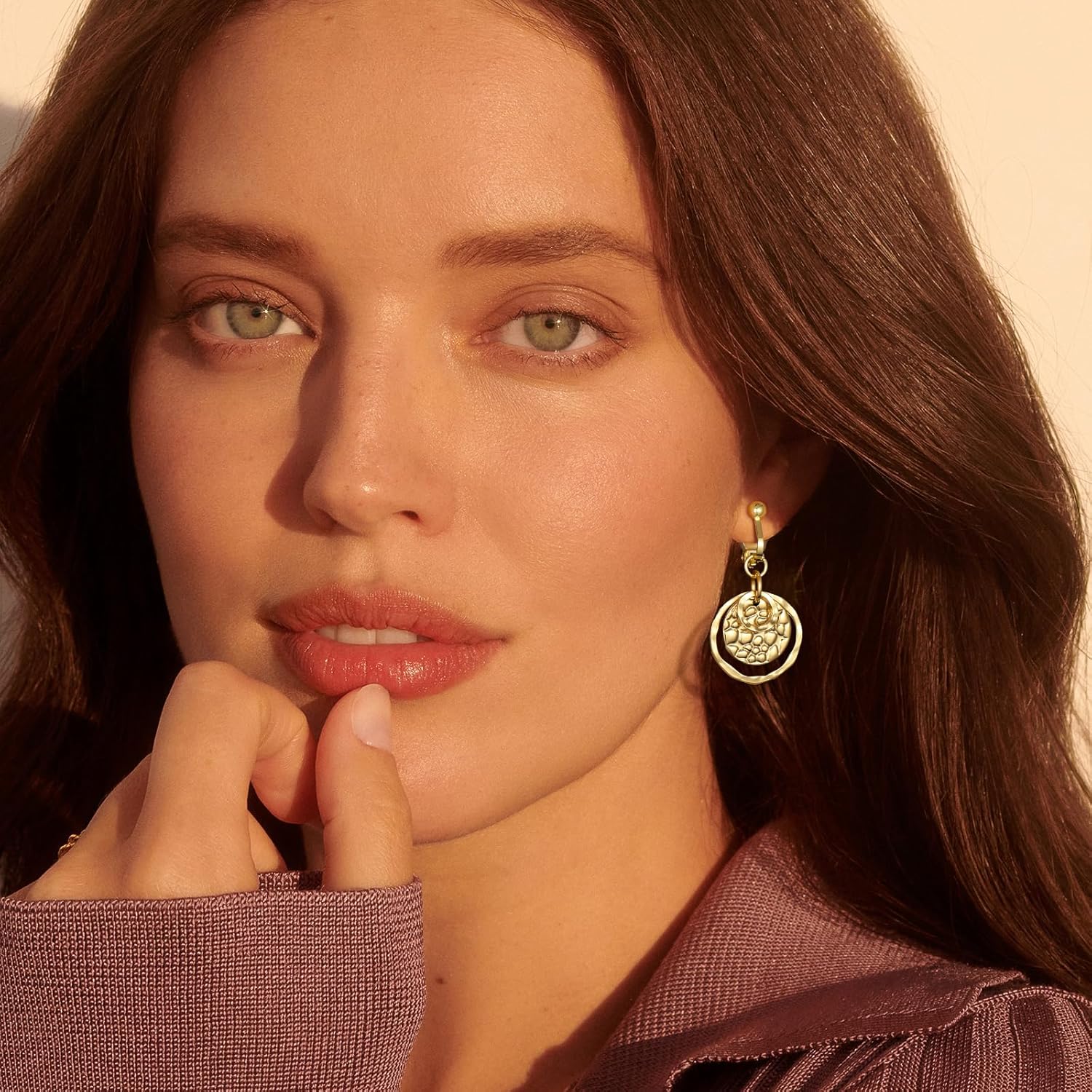 Clip on Earrings for Women 14K Gold/Sterling Silver Plated Disc Earrings for Women Circle Drop Dangle Earrings Jewelry Hypoallergenic Hammered Non Pierced Earring Jewelry Gifts Wedding Party - Image 2