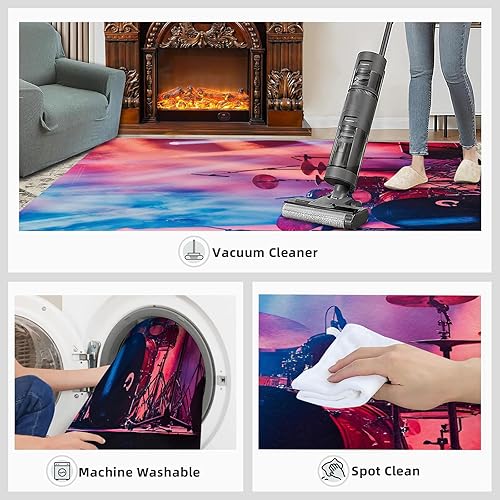 Miniatura 111 de Alfombra de instrumentos musicales – Alfombras de 4 x 5 pies para sala de estar, alfombra de área musical, alfombra de área musical, alfombra