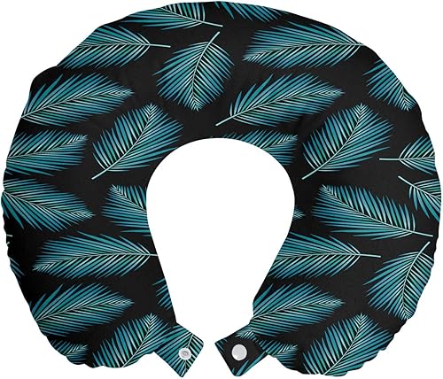 Lunarable Almohada botánica de viaje para el cuello, hojas de palma exóticas de verano, hippie bohemio, influencias tropicales, accesorio de viaje disponible en Yaxa Venezuela