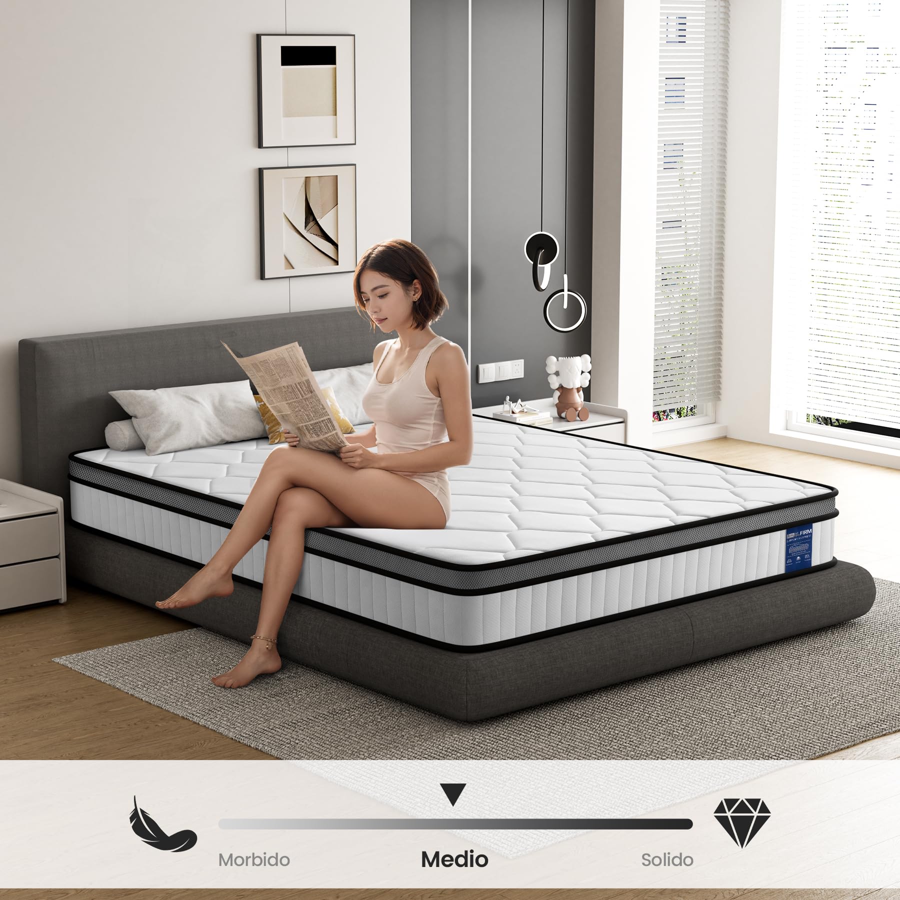 BedStory Materasso Singolo 120x190CM, Altezza 20cm con certificazione OEKO-TEX,Materasso Insacchettate Indipendenti,Materassi a Molle e Schiuma, Elevata Traspirabilità