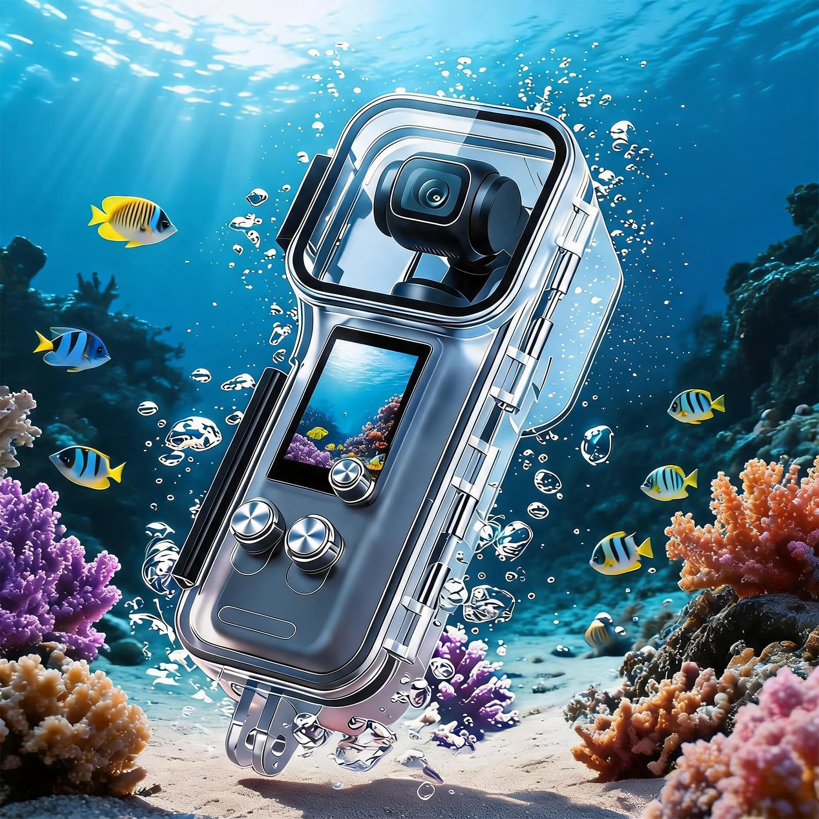 Wasserdichtes Tauchgehäuse für DJI Osmo Pocket 4, 50 m Unterwasser-Gehäuse, transparenter Linse Schutzgehäuse Zubehör für Action Kamera zum Tauchen, Schnorcheln, Surfen und Schwimmen