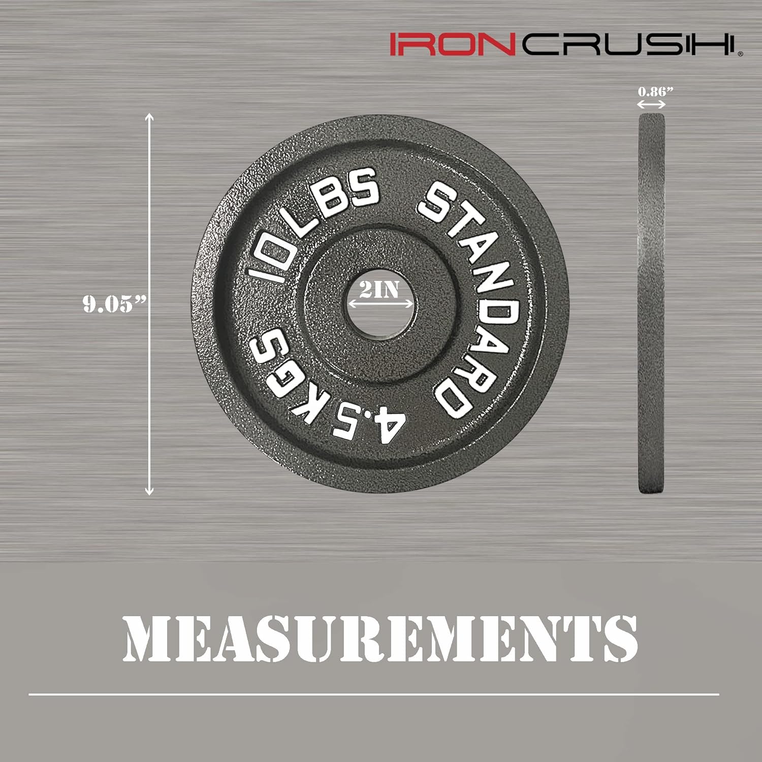 Iron Crush 4 Pack Cast Iron Olympic Weight Plates – Free Weights with 2-inch Hole - Hammertone Finish - for Strength Training & Home Gym