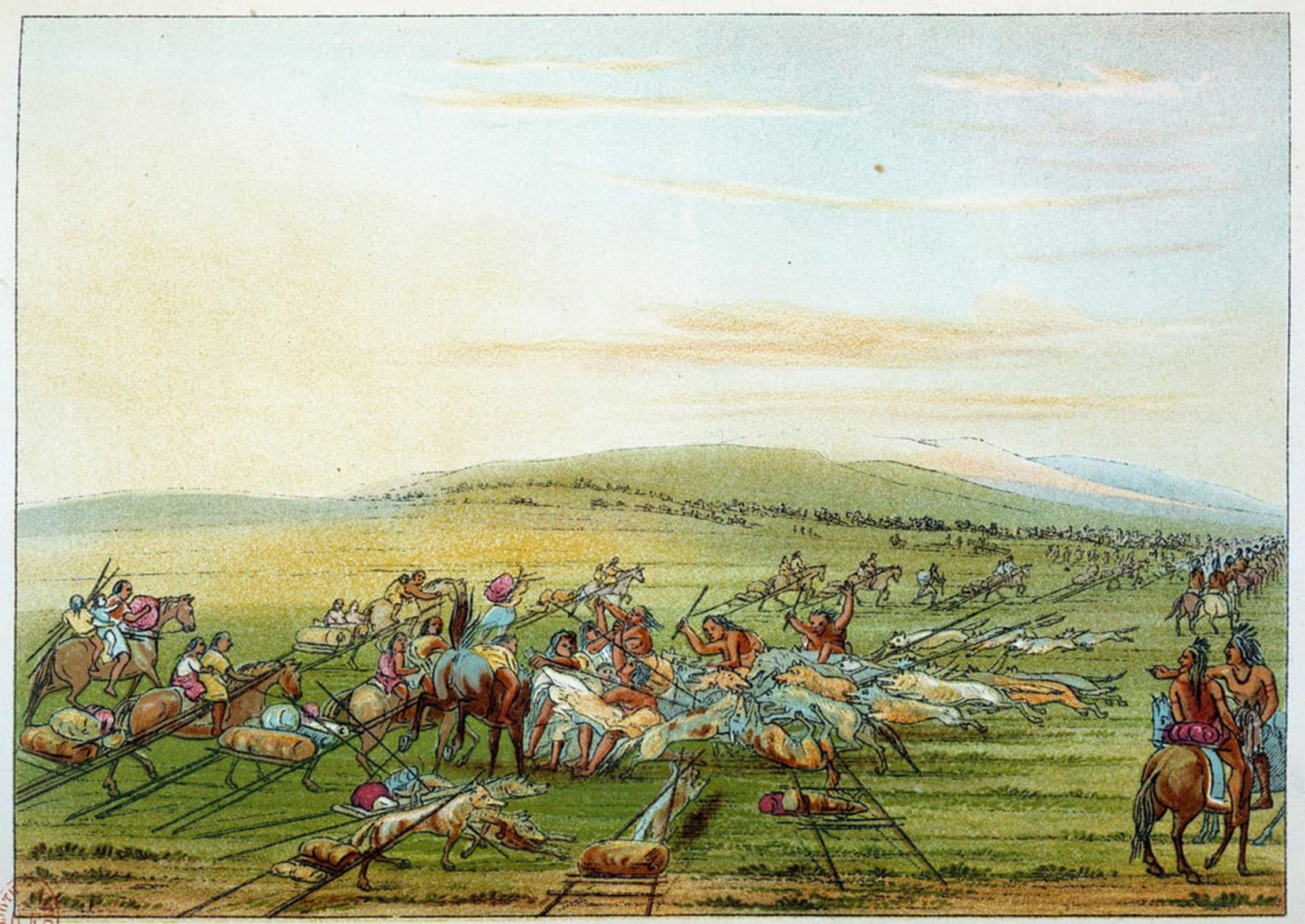 ARTXLXXBN Famous Painting Canvas Artwork Graffiti Print Tribe of Indians with Horses and Dogs by George Catlin Portrait Canvas Image for Home Decor 60x90cm