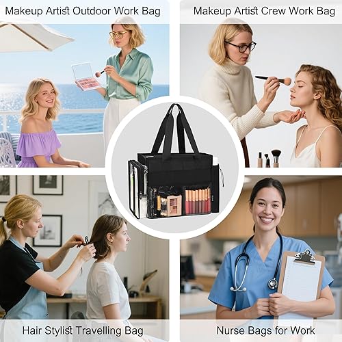 Miniatura 5 de TANTO Bolsa de maquillaje de viaje extra grande para maquilladores, bolsa organizadora de cosméticos, bolsa de mano para enfermera, bolsa de viaje