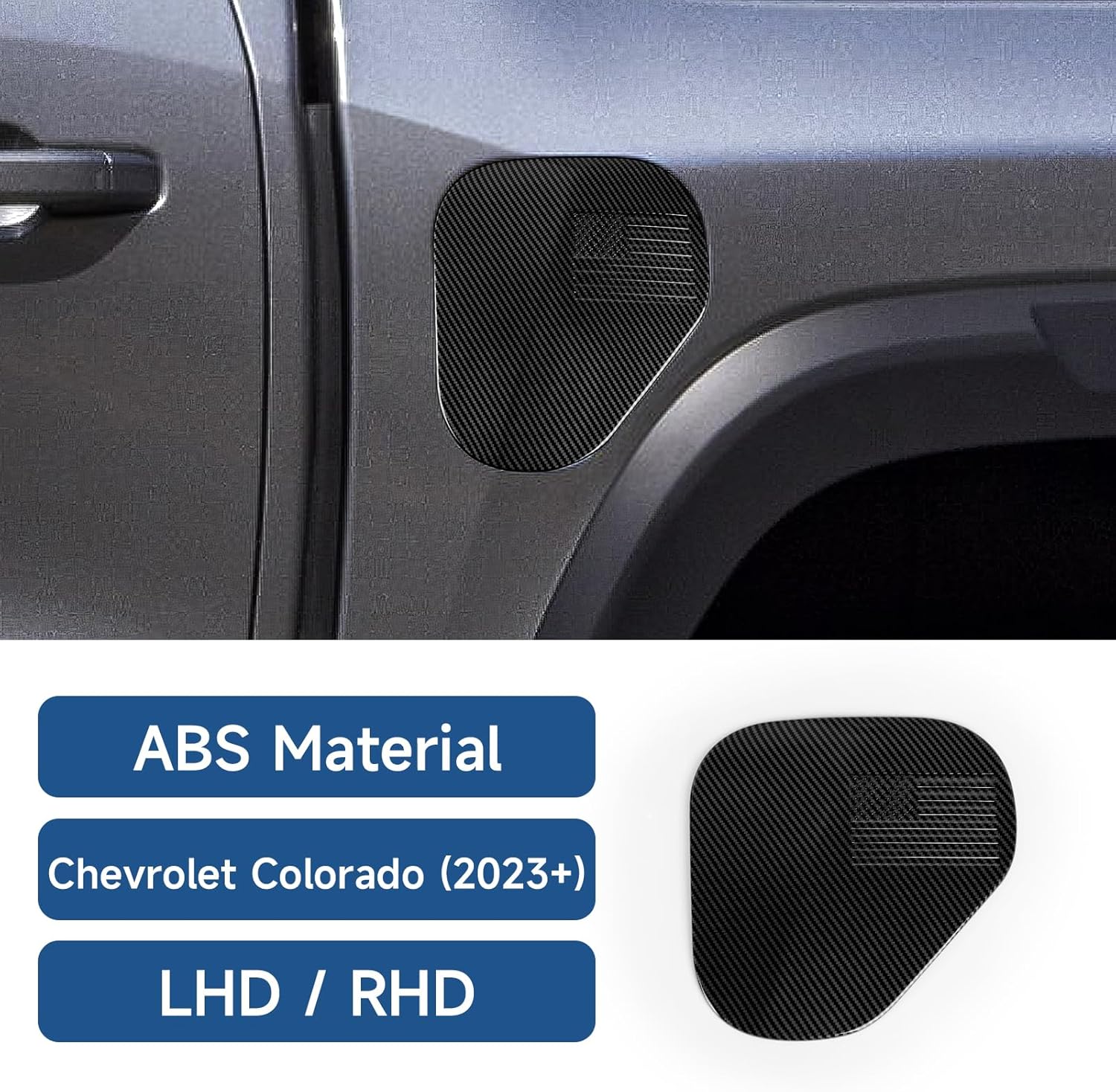 Car ABS Carbon Fiber Exterior Fuel Filler Door Gas Tank Cap Cover Interior Trim Decal for Chevy Colorado 2023 2024 2025 2026 Accessories