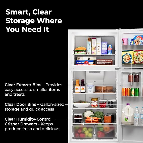 Kenmore 30 Top Mount Refrigerator with Freezer - Adjustable Shelving, Humidity-Controlled Crispers, LED Lighting, ENERGY STAR Certified, Garage Ready, 18.1 cu. ft. Capacity - White