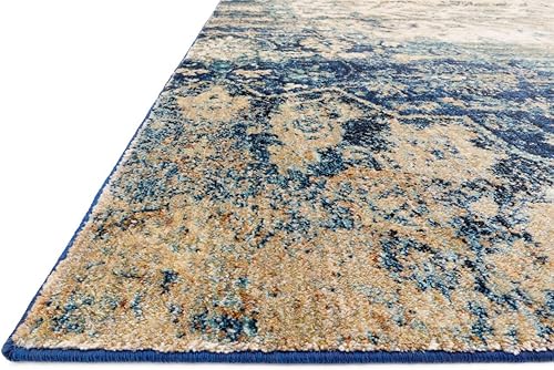 Miniatura 3 de Loloi Rugs Anastasia Collection - Alfombra de área, 3'7" x 5'7", azulmarfil