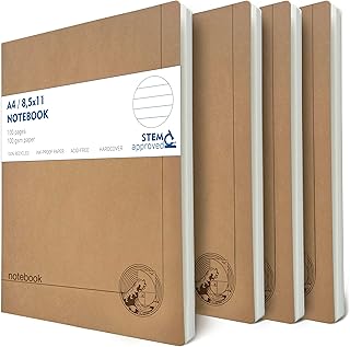 le vent A4 Lined Notebook Set – 4 Pack Rulled Paper Journals, 100 Pages,...