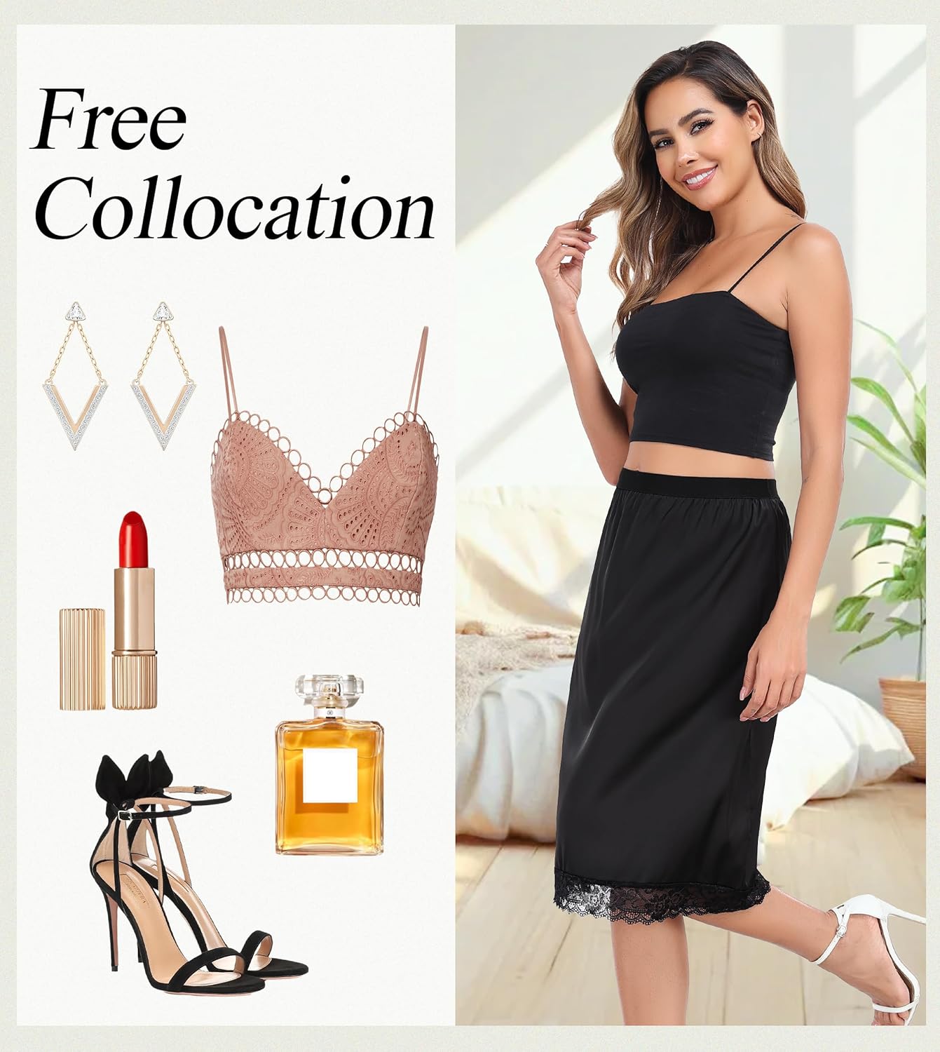 Lovasy Women Satin Half Slips Lace Long Underskirt Anti Static Under Skirt Soft Slip Dress for Skirts Dresses S-3XL - Image 6