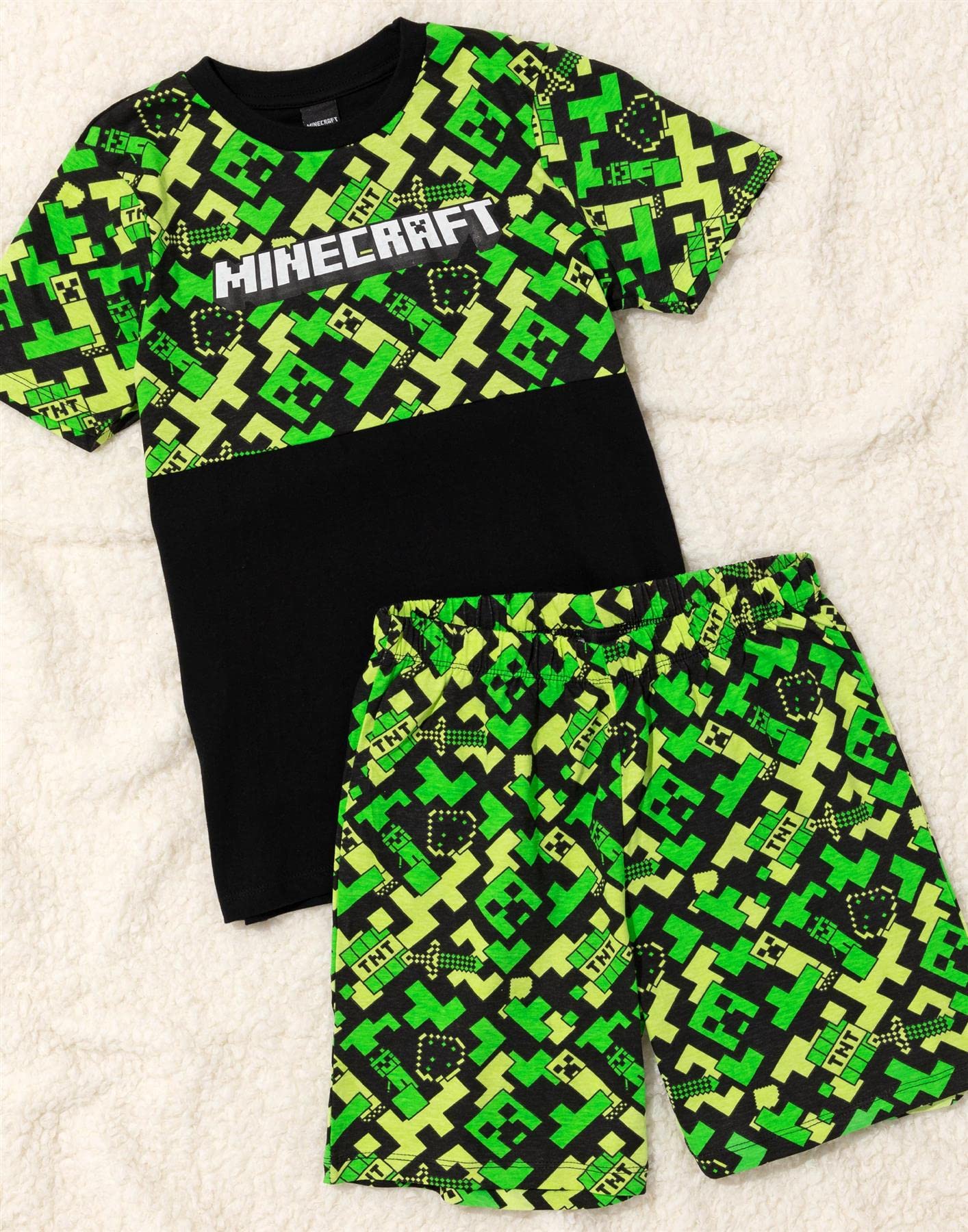 Minecraft Pyjamas Jungen Long OR Short Bottom Optionen Kids Gamer PJs