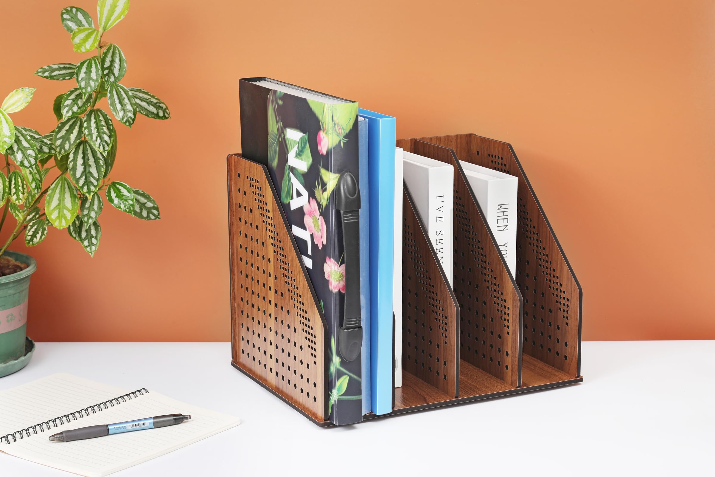 keivmlvt Handgemaakte houten dossierrekken: set bureauorganizers, bestandshouders en boekensteunen - perfect voor kantooropslag en bureauopruimen