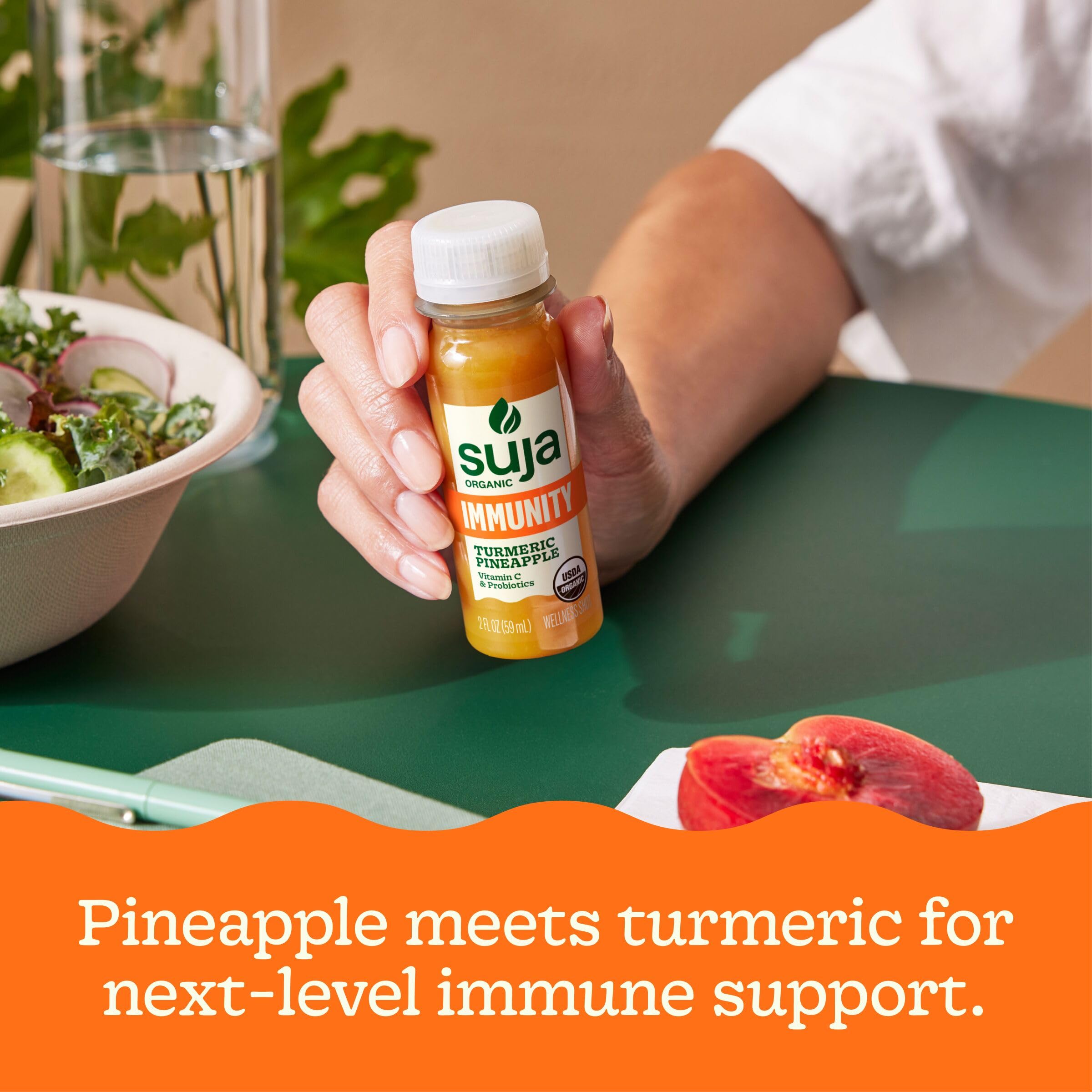 Suja Organic Immunity Defense Shot (2 Fl Oz x 4 Count) with Turmeric and Ginger | Immunity Boost & Support | Functional Shots | Cold-Pressed Juice with Live Probiotics | Plant-Based & Gluten-Free