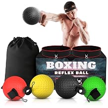 <span>Boxing Reflex Balls Set - 4 Same Weight Color Balls, 2 Adjustable Headbands for Reaction Time Training, Hand-Eye Coordination, Hand Speed and Focus | Beginner to Advanced Drills, Boxing Training Kit</span>
