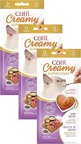 Vista 20 de Catit Creamy Superfood Lickable Cat Treat – Golosina hidratante y saludable para gatos de todas las edades – Atún con coco y Wakame, paquete de 4