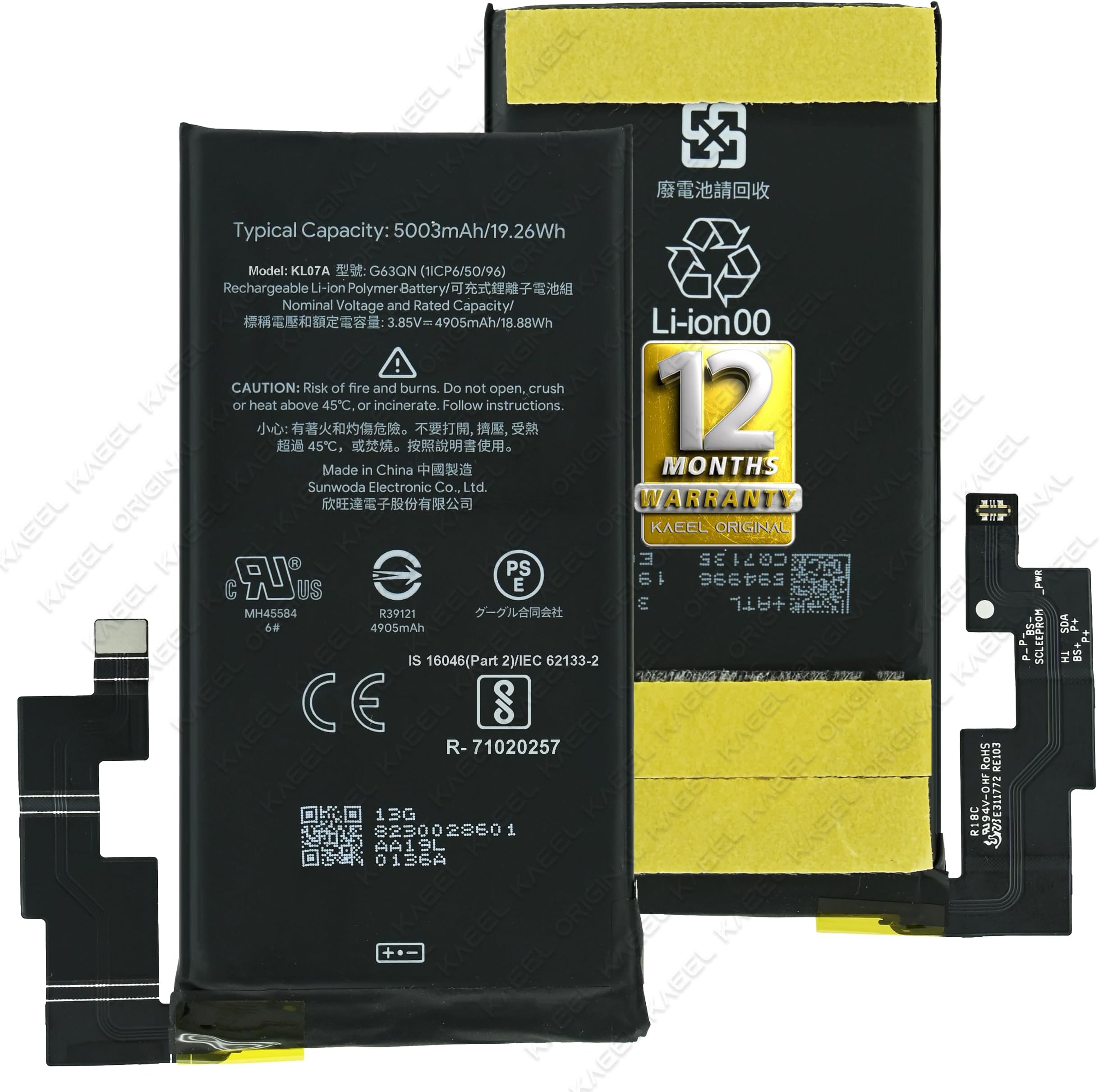 G63QN - 5003mAh Genuine Replacement for Google Pixel 6 Pro GLUOG, G8VOU, GF5KQ - with 12 Months Warranty* (Cloudy White)