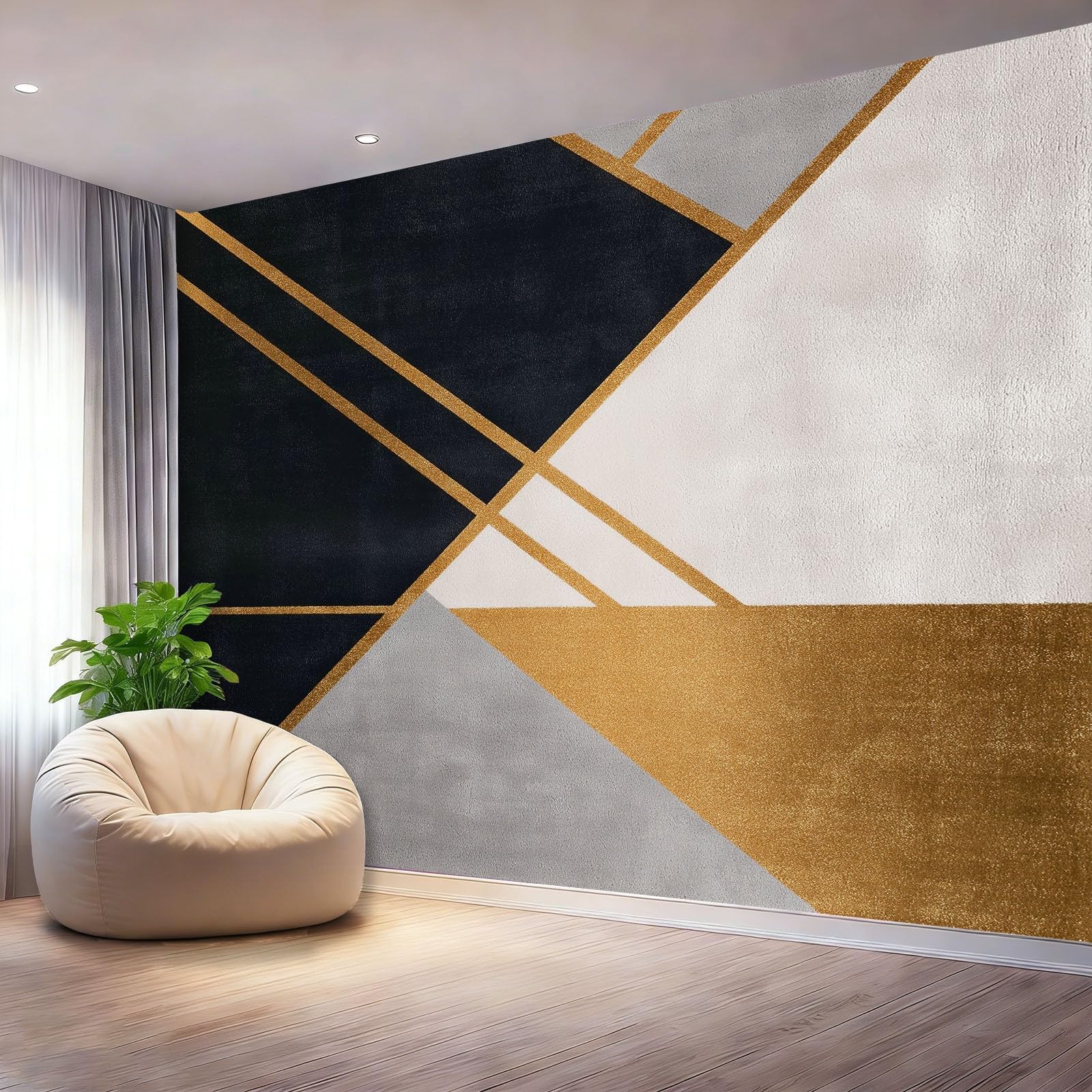 Tapeta 3D z włókniny minimalistyczne linie 350 x 256 cm tapeta ścienna salon sypialnia dekoracja ścienna czarno-biała