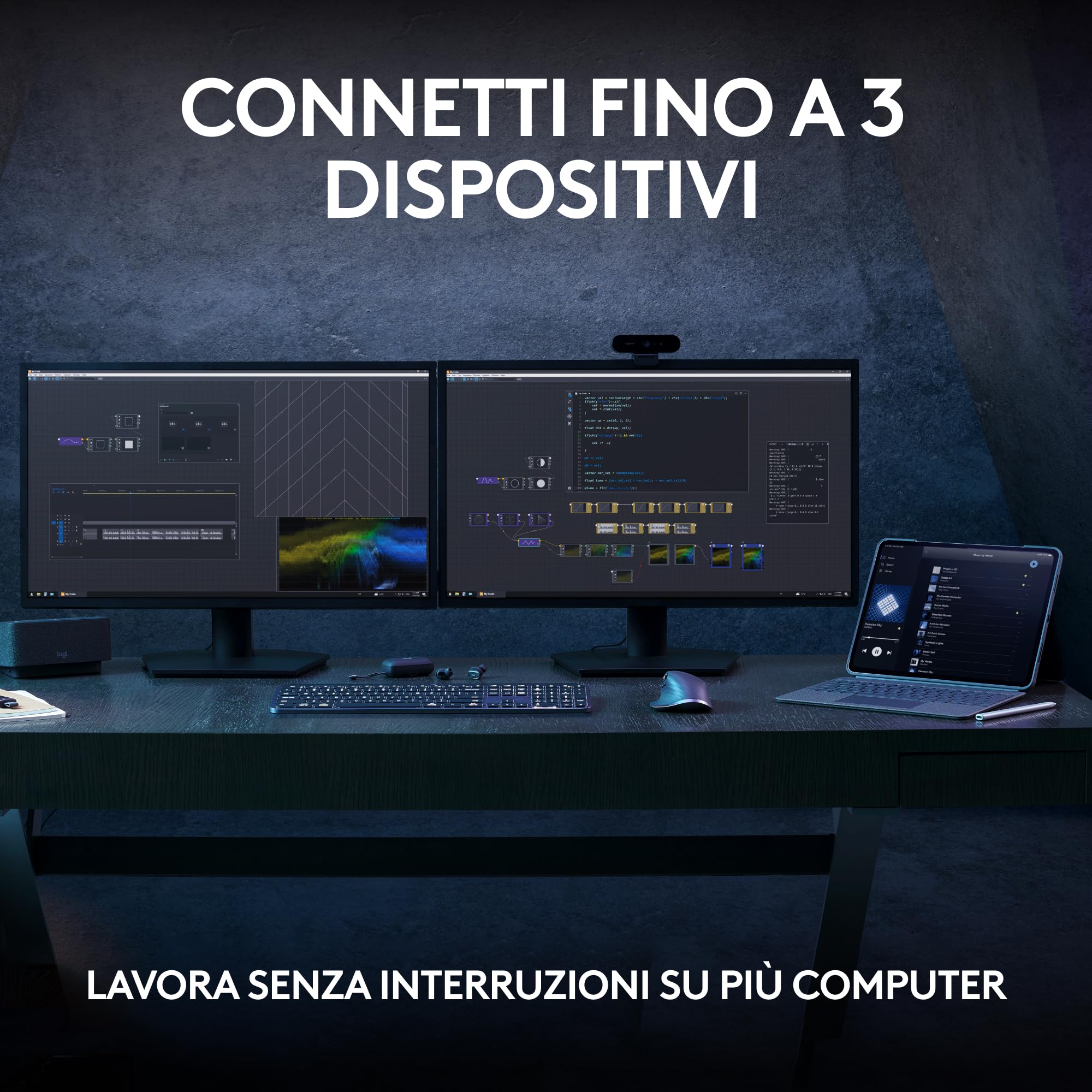 Logitech MX Keys S Tastiera Wireless Bluetooth USB C Ricaricabile Italiano QWERTY Grigio