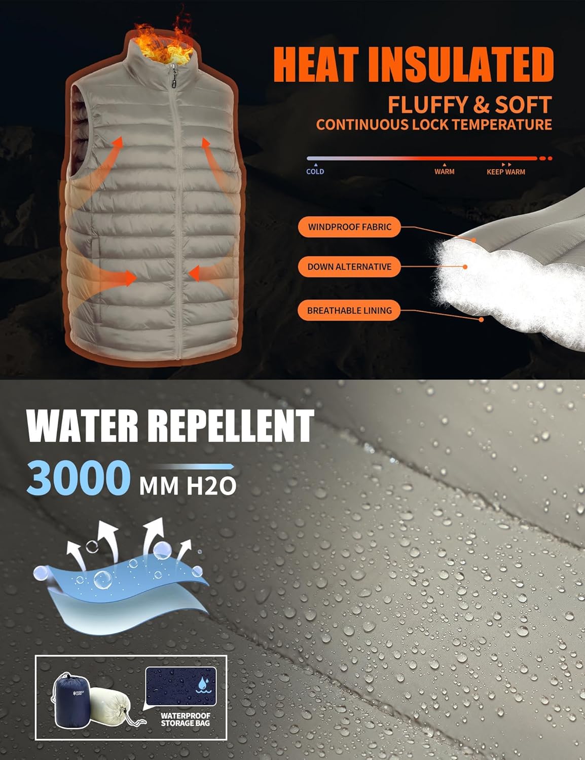 Pioneer Camp Men's Lightweight Puffer Vest Packable Water-Repellent Warm Quilted Sleeveless Outerwear for Work Casual Travel… - Image 3