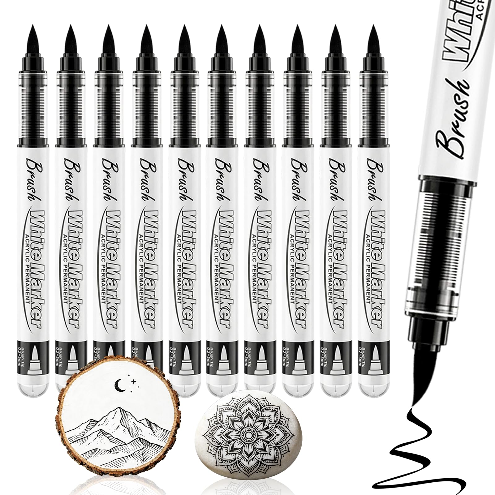 Surcotto Black Acrylic Paint Markers, Soft Brush Tip Pens and Markers, Acrylic Paint Pens…