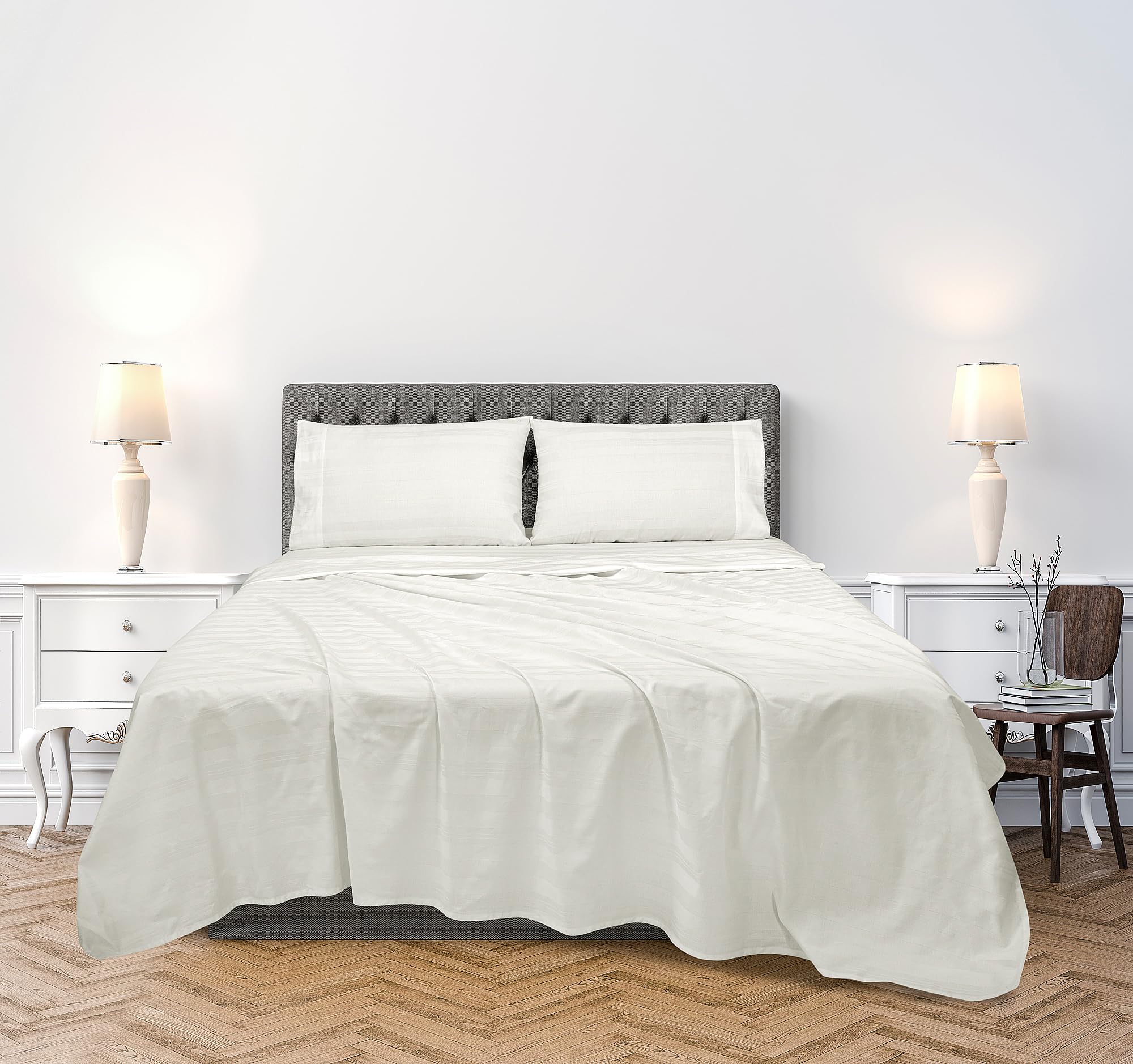 ROYALE LINENS Bettwäsche-Set 4-teilig, 300er Fadenzahl, 100% Gekämmte Baumwolle – Super Weich & Atmungsaktiv Für Erholsamen Schlaf
