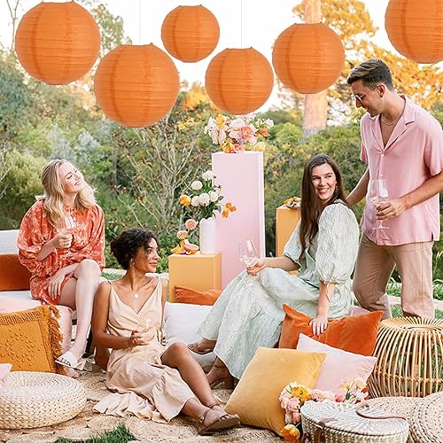 Miniatura 60 de BEISHIDA Faroles de papel redondos amarillos de 12 pulgadas, decorativos, colgantes, asiáticos, chinos, japoneses, lámpara para cumpleaños